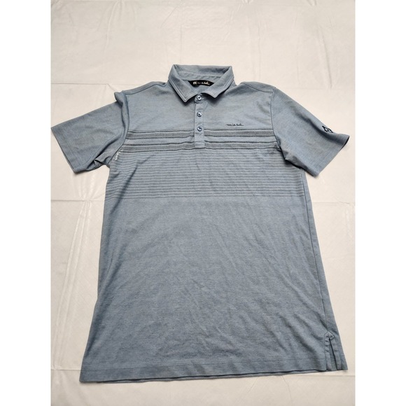 Travis Mathew Polo Shirt Mens Medium Blue Striped Golf Performance Pima Cotton